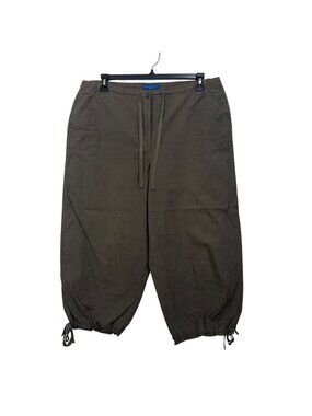 Karen Scott Sport Womens Size 16 Olive Capri Pants Drawstring Hem Elastic Waist